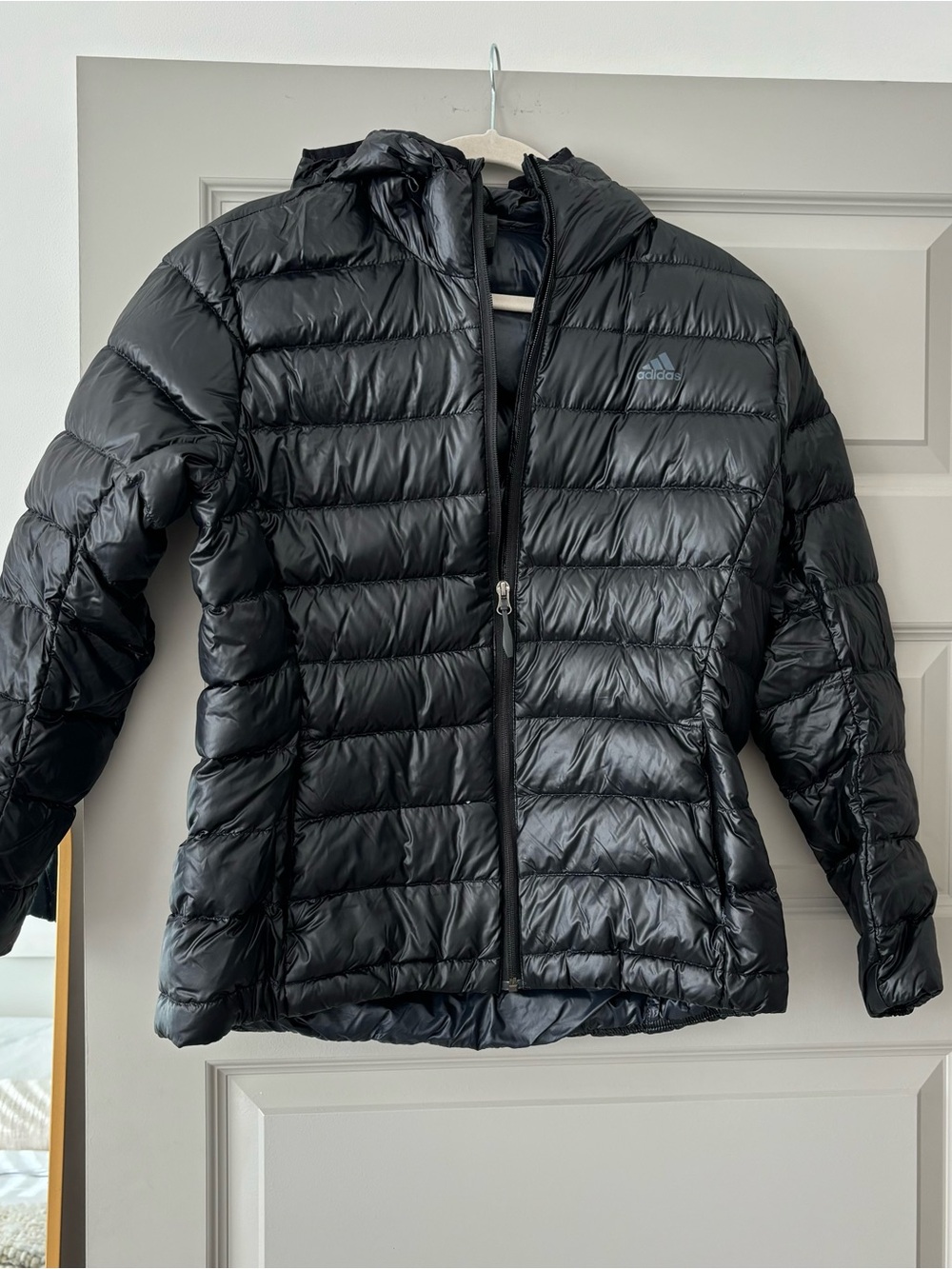 Adidas Women's Black Packable Down Puffer Jacket with Hood